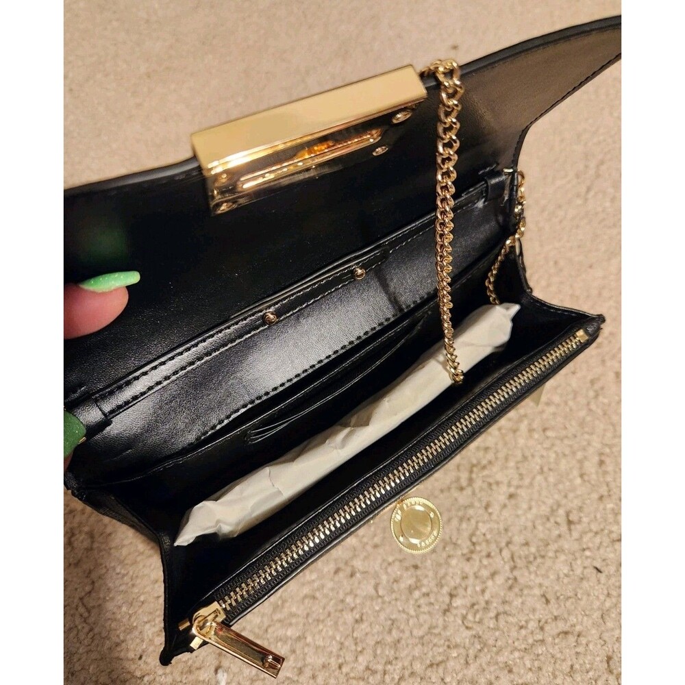 NWT Ted Baker Leather Clutch/Chain Crossbody Bag Black - Picture 5 of 8